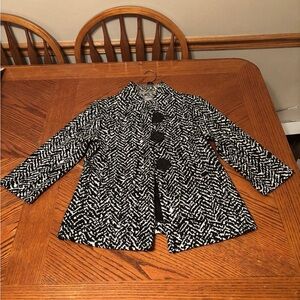 JM Collection Black and White Pea Coat